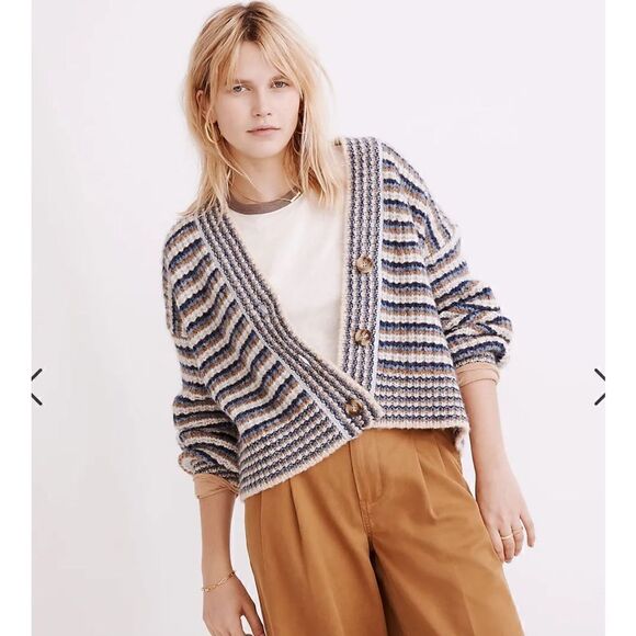 Madewell Sweaters - Madewell Waller Crop Cardigan Sweater in Stripe size XS